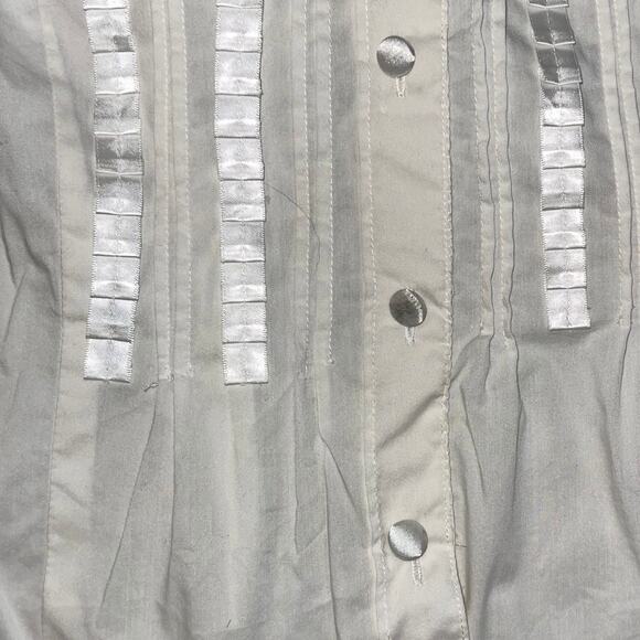 I.N. Studio Vintage Pleated Front Ruffles Puff Sleeve Blouse Top Size Large - Picture 4 of 4